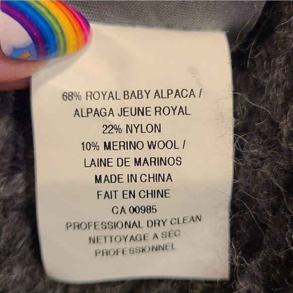 RAQUEL ALLEGRA Baby Alpaca Open Front Sweater Dark Gray, Bohemian Fringe | 3 XL - Picture 13 of 16